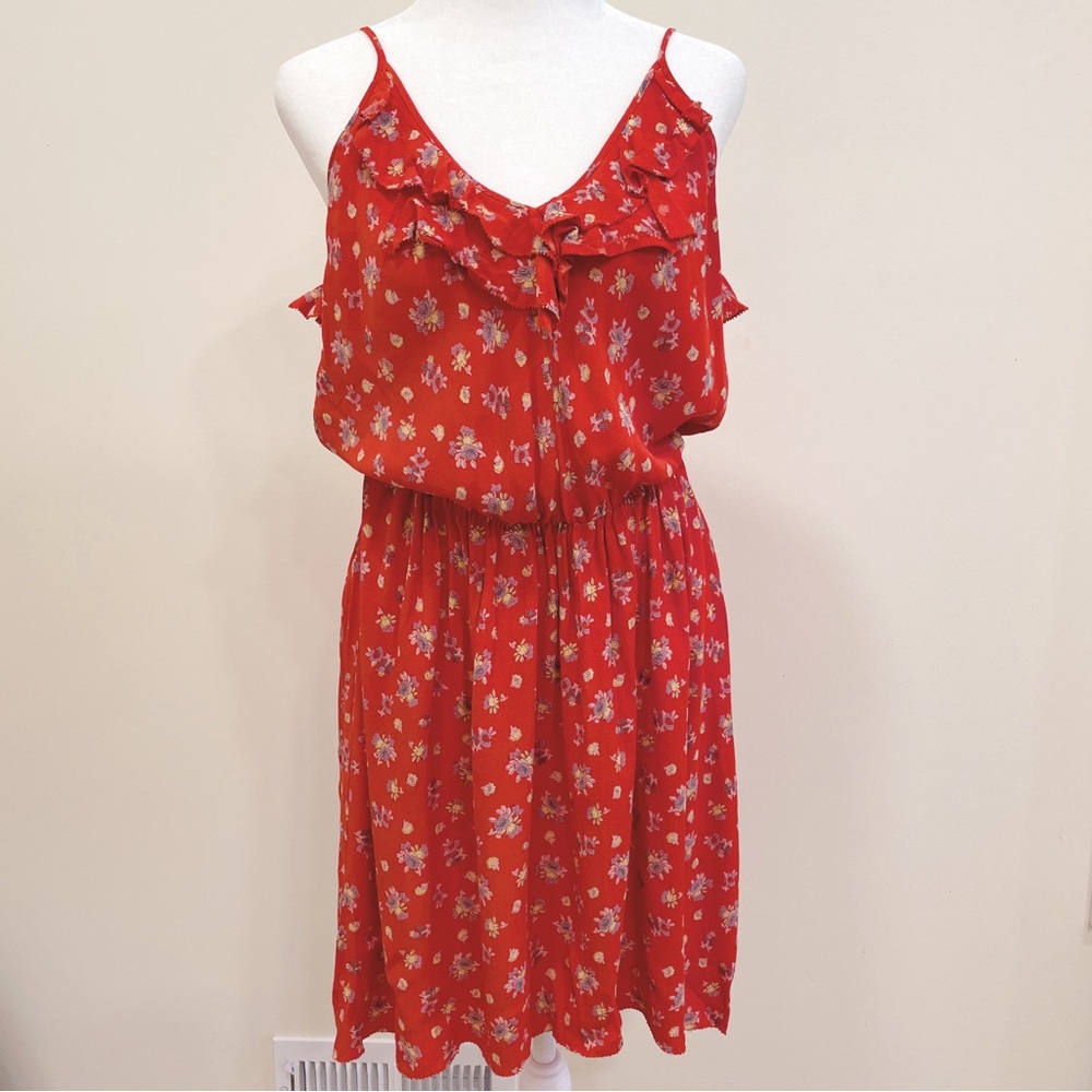 Rebecca Taylor Red Floral Midi Dress